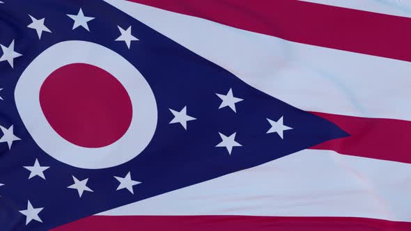 Flag of Ohio State Region of the United States Waving at Wind