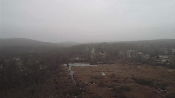 Birds Eye View of Mahopac During a Snow Fall