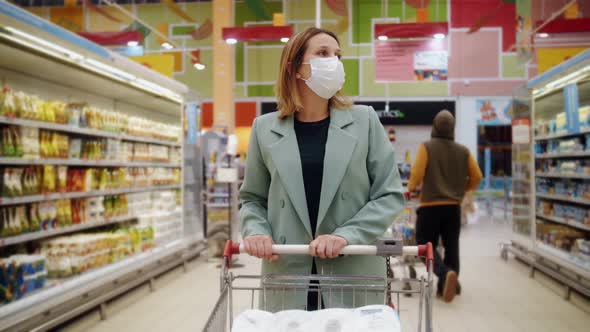 Woman in Medical Mask at the Grocery Supermarket