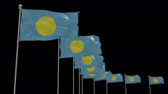 Palau Row Of Flags Animation Include Alpha Channel alt