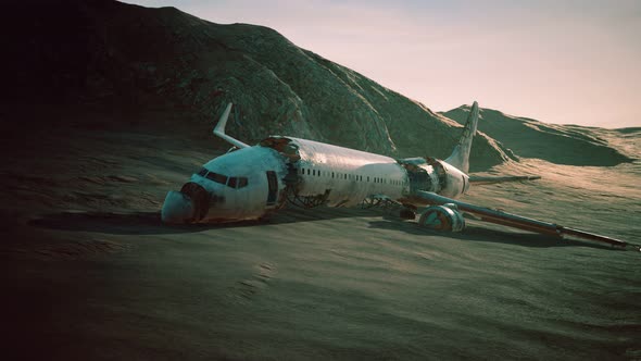 Abandoned Crushed Plane in Desert