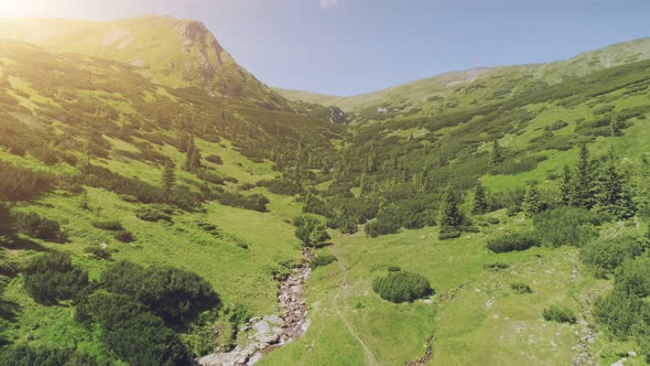 Aerial Drone Flight Beautiful Mountain Landscape