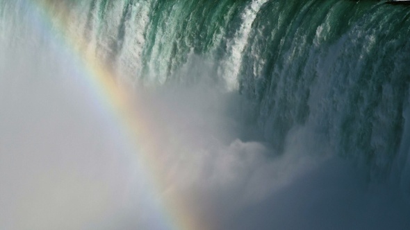 Colorful Rainbow in Waterfall Mist