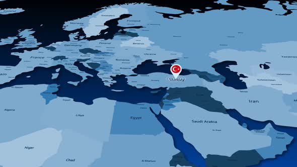 Turkey Location Tracking Animation On Earth Map