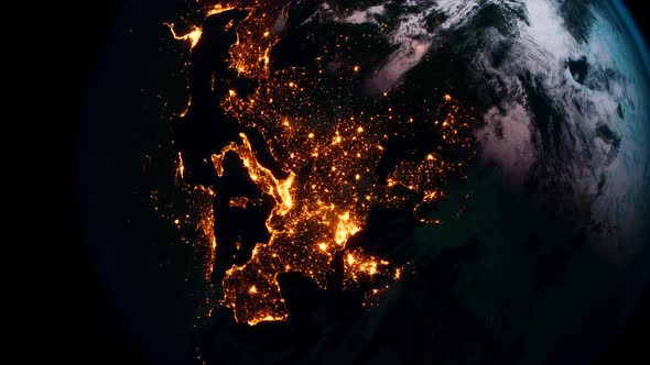 Sphere of Nightly Earth Planet in Outer Space alt