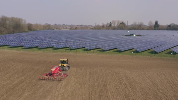 Arable and Solar Farming Comparison Aerial View