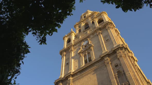 Low angle of a bell tower