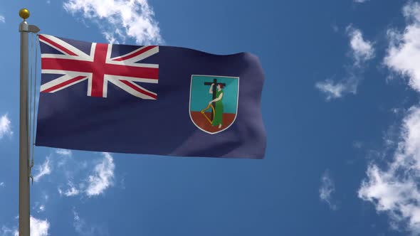 Montserrat Flag (Uk) On Flagpole
