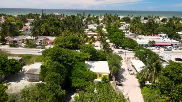 View of thw tropical town of chelem in yucatan