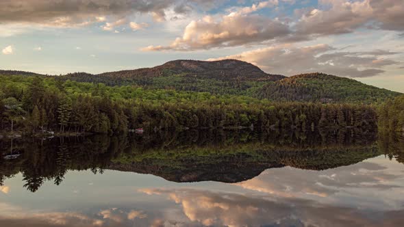 Breathtaking hyperlapse overlooking Borestone mountain lake view 4K