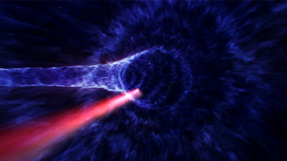 Animation of a warp tunnel in outer space travelling at the speed of light.