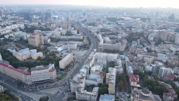 Cityscape of Kyiv, Ukraine. Aerial View, Slow Motion