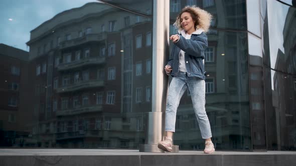 Beautiful and Carefree Girl Fun Dancing and Fooling Around.