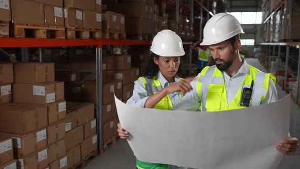 Two Storehouse Managers Discussing Logistics Plan