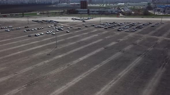 Empty Giant Parking of New Cars.Shortage Auto in Russia.Shutdown of Production. Crisis Auto Industry