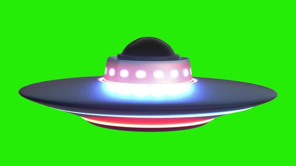 Alien Ufo Ship on Green Chroma Key