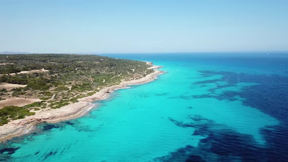 Aerial: Cap de Ses Salines in Mallorca, Spain