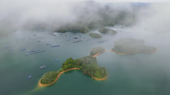 Aerial View of Fish Farms in Norway