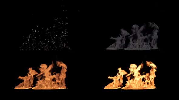 Fire and Smoke 4 Clip Loop 4K alt