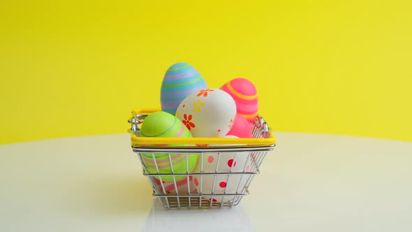 Spinning Shopping Basket with Easter Eggs