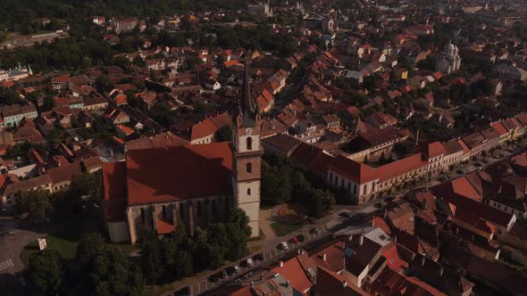 Aerial view of the Evangelical Church in Bistrita