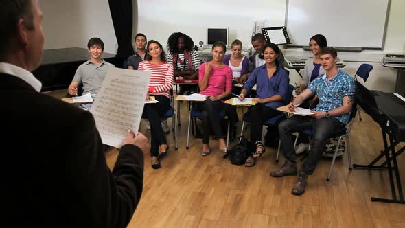 Music classroom with teacher