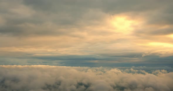 Clouds and Sky View From the Plane Flies High in the Sky Above the Clouds