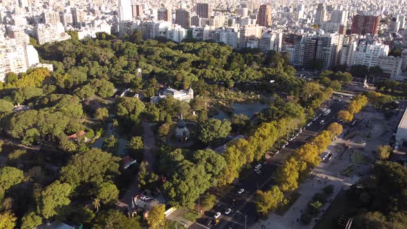 Buenos Aires Eco-Park, Palermo district, Argentina. Aerial drone view