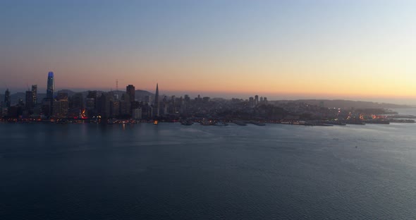 Oakland Bay Bridge and San Francisco Skyline at Sunset