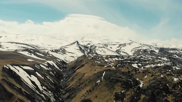 Aerial View of the Gorge and Mountains Elbrus Region