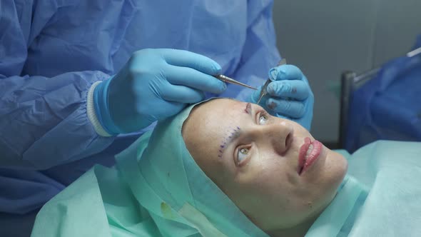 Plastic surgery for eyebrow correction