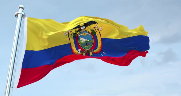 Ecuador Flag Waving  Loop  4 K