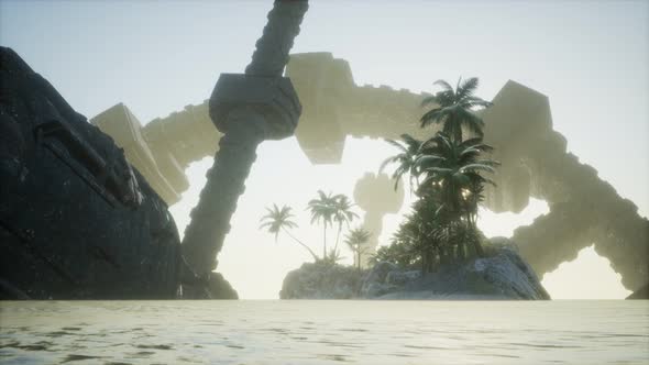 UFO Crashed in the Ocean Near Tropical Island alt