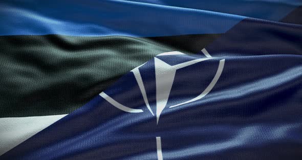 Estonia and NATO waving flag graphic animation loop