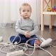 Baby boy left alone playing with electric cables and wires - VideoHive Item for Sale