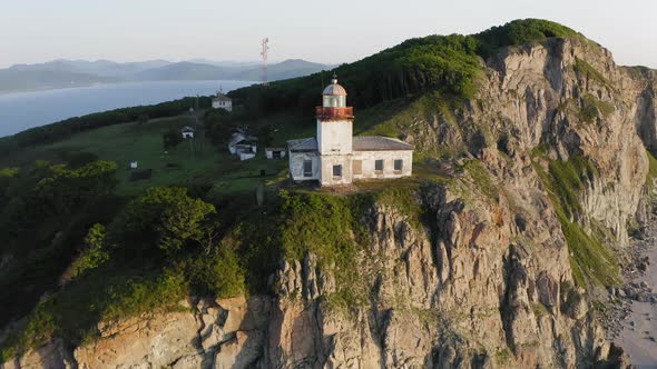 Lighthouse Baluzek on the Coast of the Sea of Japan