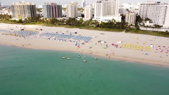 Aerial Pull Out Reveal Miami Beach March 2021