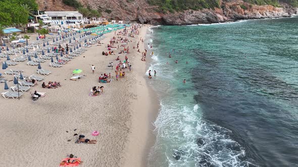 Texture of the sea aerial view 4K Turkey Alanya