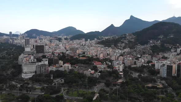 Hills, Mountains, Buildings (Rio De Janeiro, Brazil) Aerial View, Drone footage