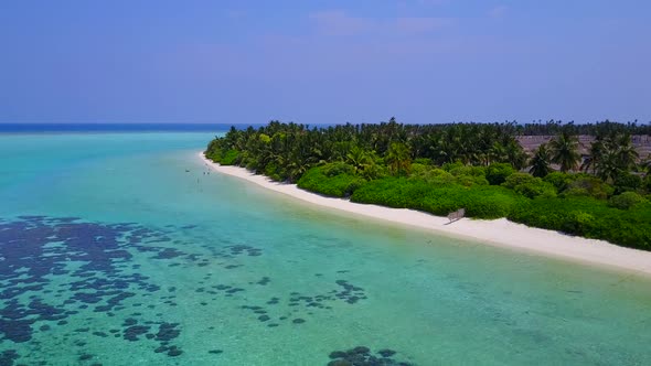 Drone aerial nature of tropical island beach by sea with sand background