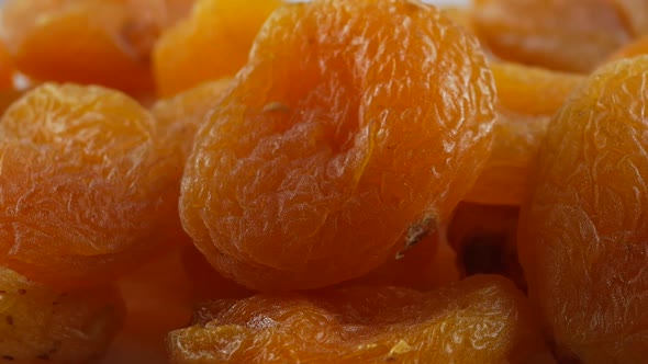 Heap of dried apricots close-up.