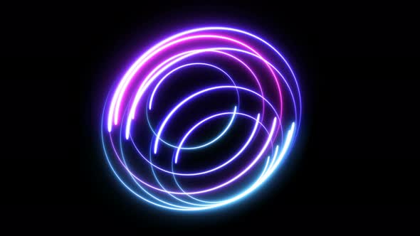 Abstract rotational lines. Shining neon lights, Glow swirl light effect.