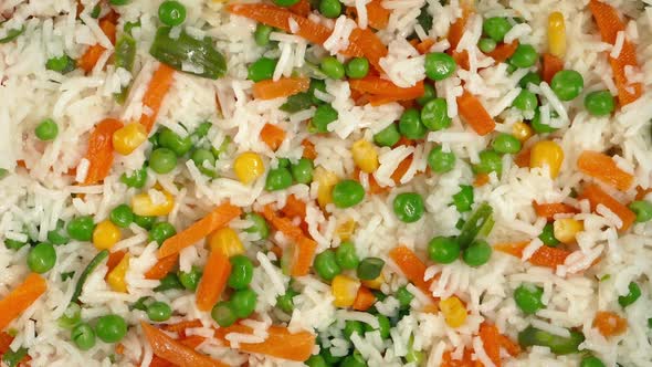 Rice And Vegetable Mixture Rotating