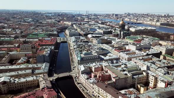 Top View Of Old Town Standing On River