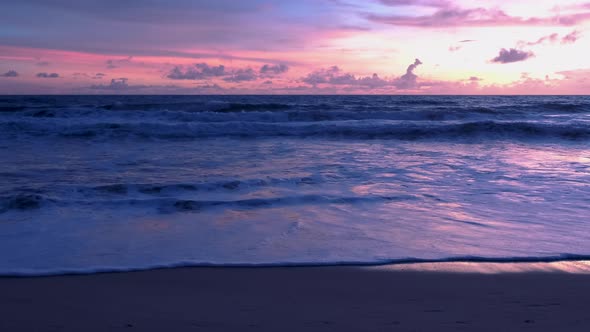 Sunset on the Beach of Phuket Thailand Colorful Sunset During Monsoon Rain Season at the Beach