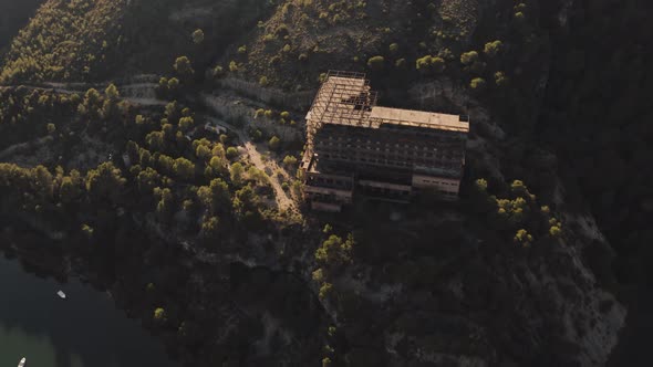 Building under construction near river