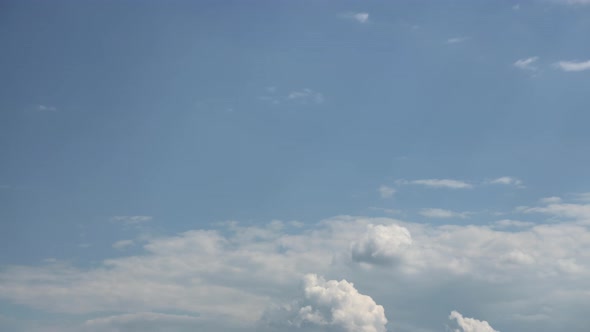 Cumulus White Clouds Float Across The Sky