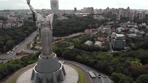 Aerial View of the Motherland Monument in Kyiv, Ukraine