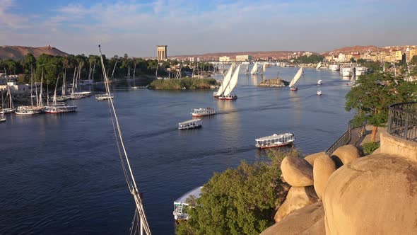 Felucca Boats on Nile River in Aswan Egypt