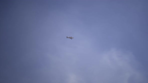 Airplane flying through the clouds